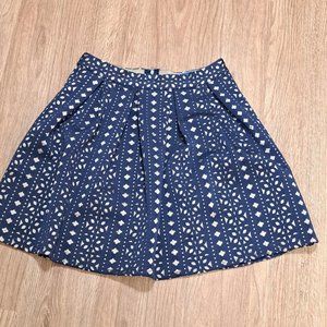 Blue Rain Blue & Laser Cut Pleated Lined Skirt Size Medium